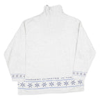 Mens White Cotton Blend Sweatshirt Long Sleeve Half Zip L Winter Theme
