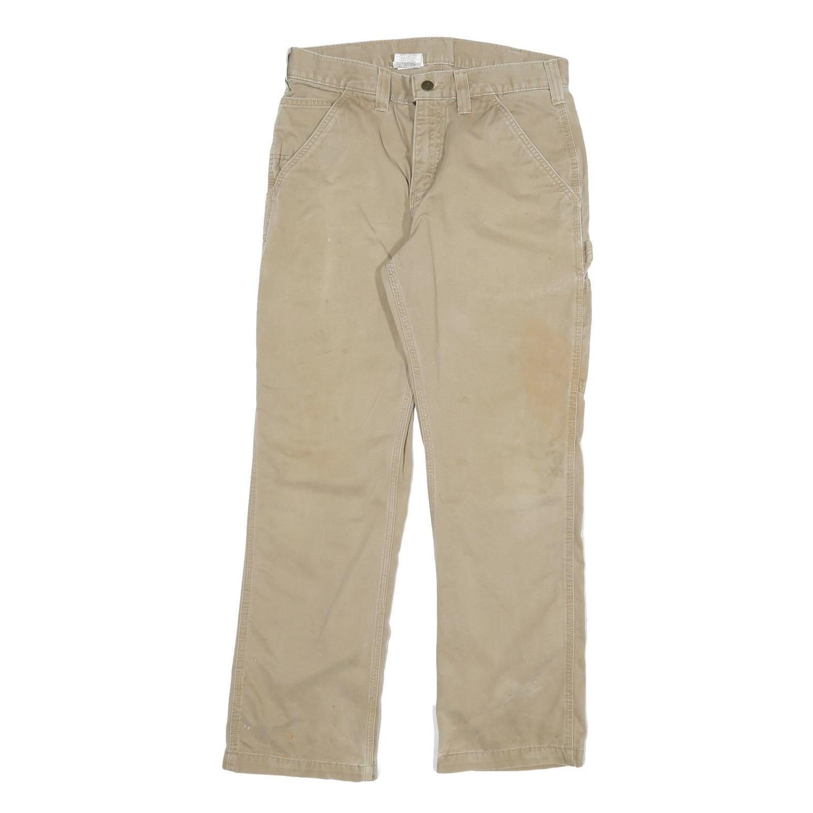 CARHARTT Mens Cotton Blend Beige Regular Fit Straight Leg Trousers W32 L30