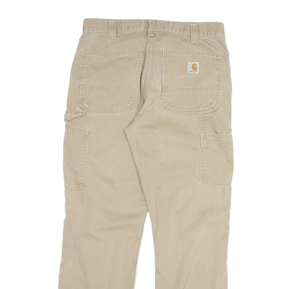 CARHARTT Mens Cotton Blend Beige Regular Fit Straight Leg Trousers W32 L30