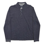 PIERRE CARDIN Mens Blue Long Sleeve Printed Polo Shirt M Cotton Blend