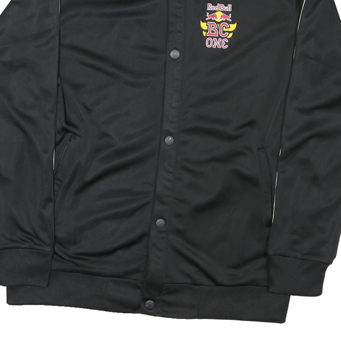 Mens Black Red Bull BC One Track Jacket L Polyester Blend Button Logo