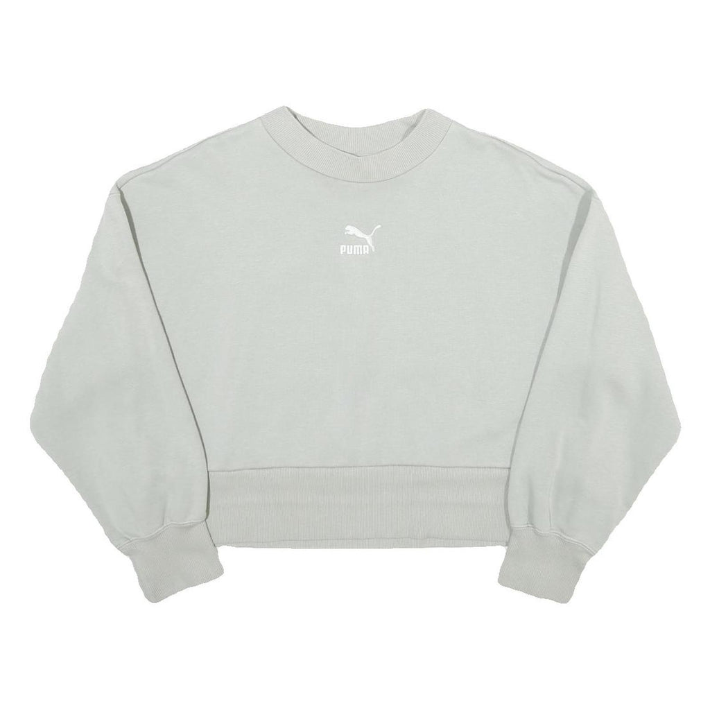 PUMA Womens Grey Cotton Blend Crew Neck XS Sweatshirt Casual Pullover