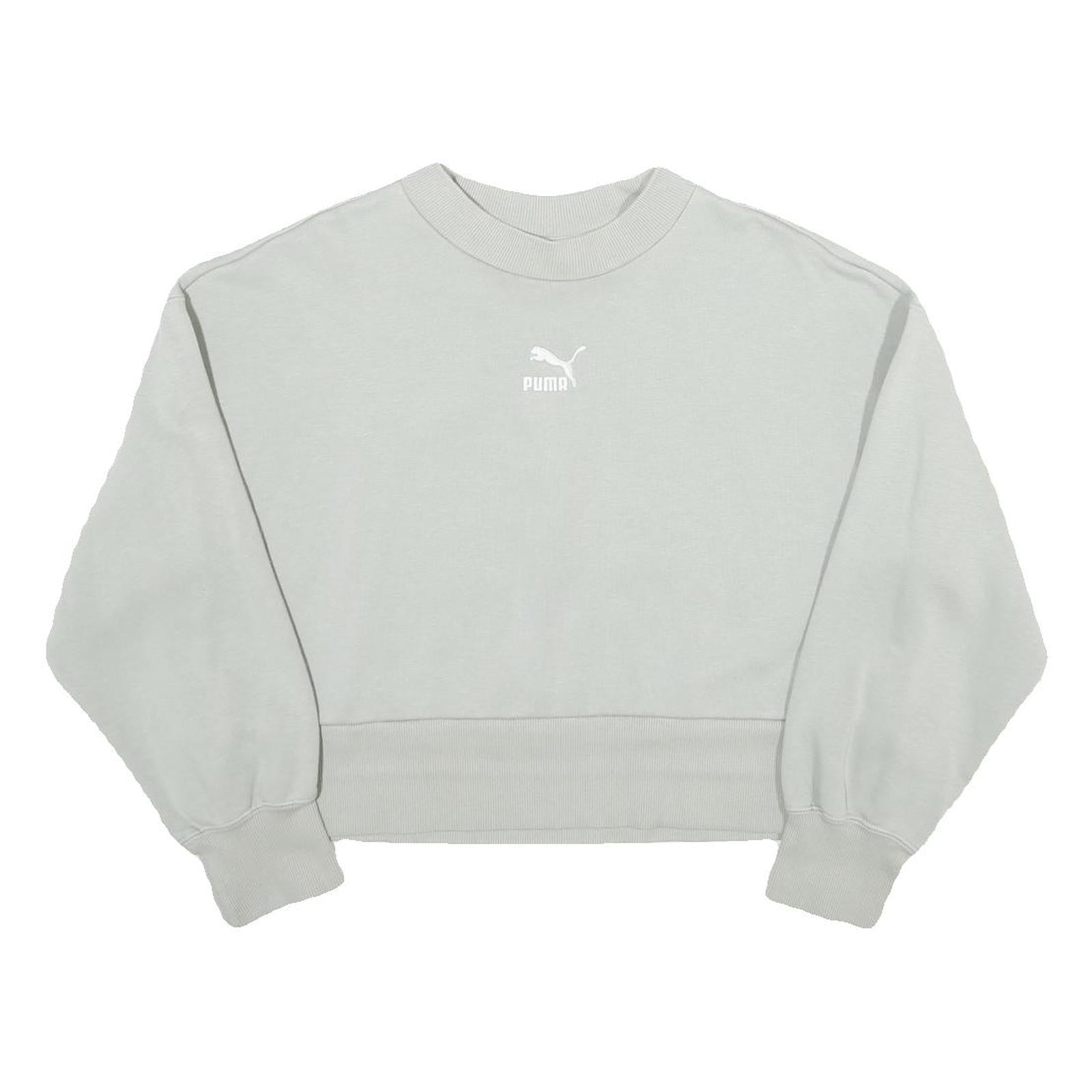 PUMA Womens Grey Cotton Blend Crew Neck XS Sweatshirt Casual Pullover