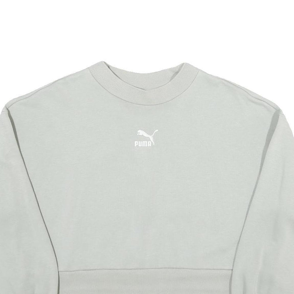 PUMA Womens Grey Cotton Blend Crew Neck XS Sweatshirt Casual Pullover