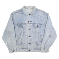 HARD ROCK CAFE Mens Blue Denim Button Cotton Jacket L Embroidered Save The