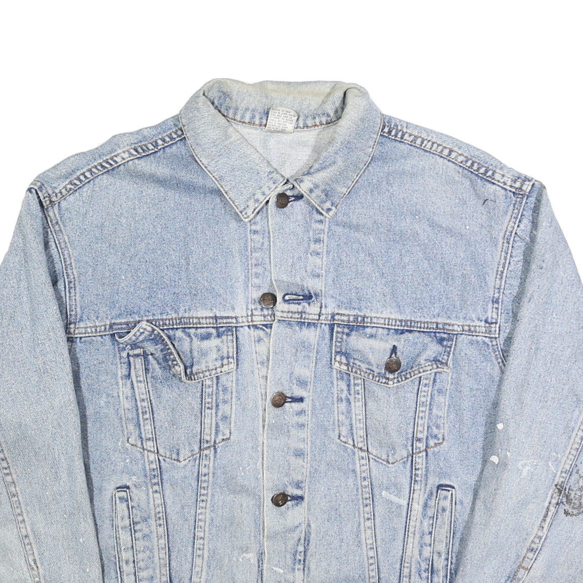 HARD ROCK CAFE Mens Blue Denim Button Cotton Jacket L Embroidered Save The