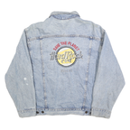 HARD ROCK CAFE Mens Blue Denim Button Cotton Jacket L Embroidered Save The