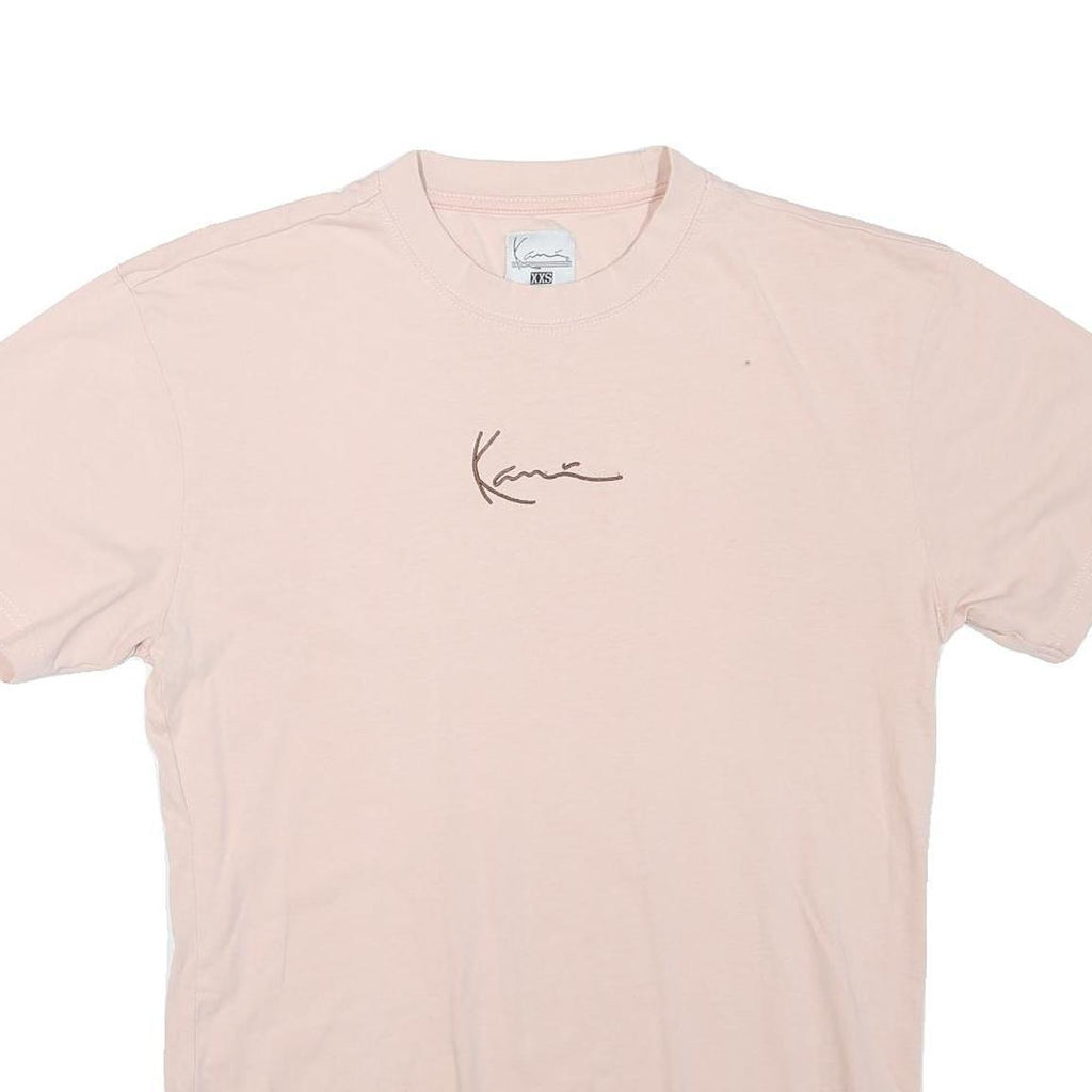 KARL KANI Mens Pink Signature Graphic T-Shirt XXS Short Sleeve Crew Neck