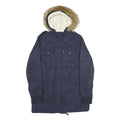 LEVI'S Womens Navy Blue Outdoor Jacket M Cotton Blend Zip Hooded Casual Winter