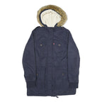 LEVI'S Womens Navy Blue Outdoor Jacket M Cotton Blend Zip Hooded Casual Winter