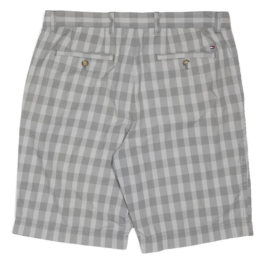 TOMMY HILFIGER Mens Grey Checked Casual Shorts M W34 Cotton Blend Comfortable