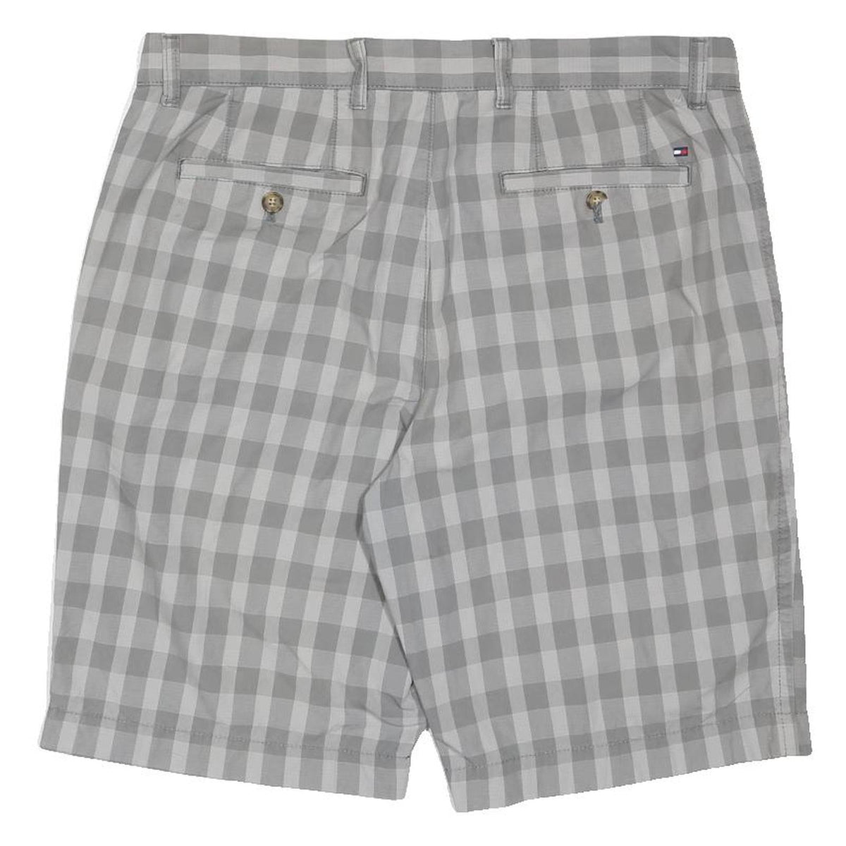 TOMMY HILFIGER Mens Grey Checked Casual Shorts M W34 Cotton Blend Comfortable