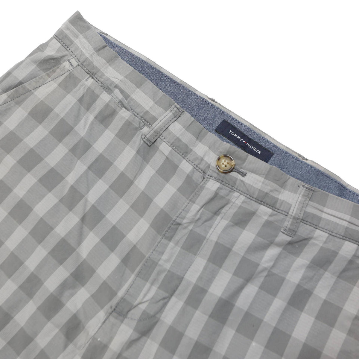 TOMMY HILFIGER Mens Grey Checked Casual Shorts M W34 Cotton Blend Comfortable