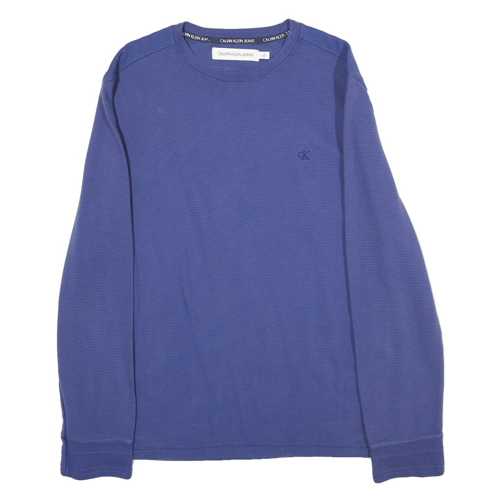 CALVIN KLEIN Mens Blue Crew Neck L Cotton Sweatshirt Long Sleeve Casual
