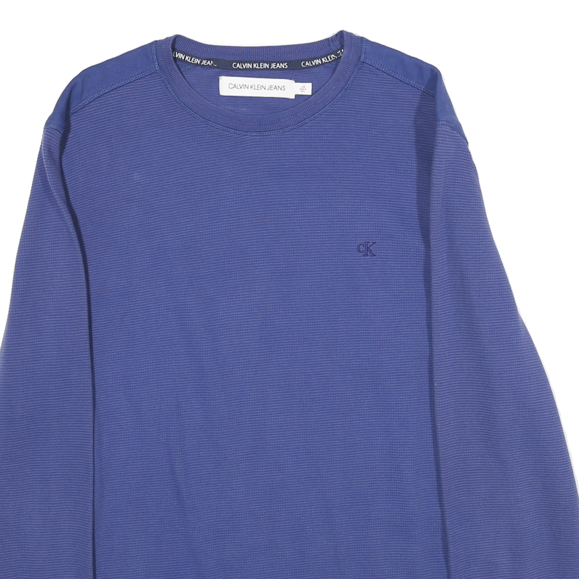 CALVIN KLEIN Mens Blue Crew Neck L Cotton Sweatshirt Long Sleeve Casual