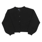 ASOS Womens Black Plain Button Up Jumper Crew Neck Basic Knit M Casual Layer