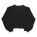 ASOS Womens Black Plain Button Up Jumper Crew Neck Basic Knit M Casual Layer