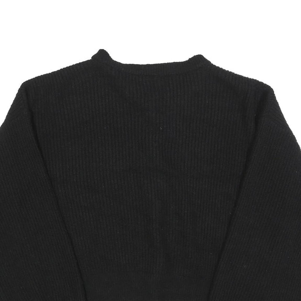 ASOS Womens Black Plain Button Up Jumper Crew Neck Basic Knit M Casual Layer