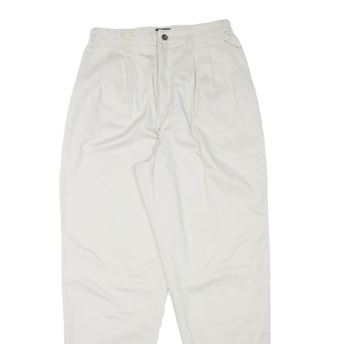 LEE Mens Relaxed White Cotton Blend Trousers W27 L30 Casual Zip Closure