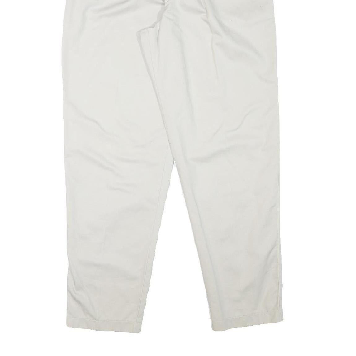 LEE Mens Relaxed White Cotton Blend Trousers W27 L30 Casual Zip Closure