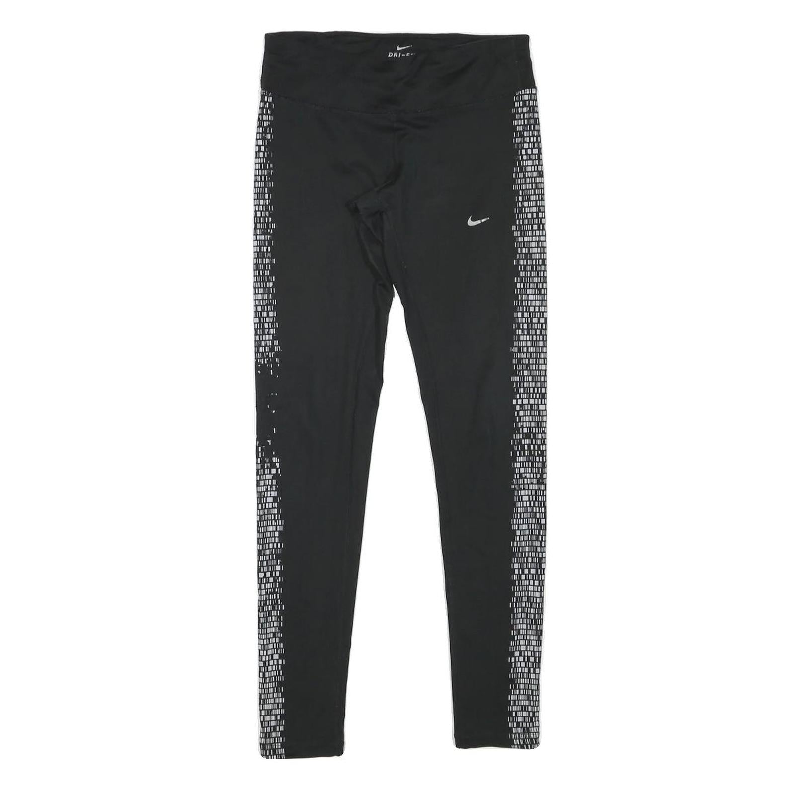 NIKE Womens Joggers Black & White XS W26 L27 Slim Tapered Printed Side Panels