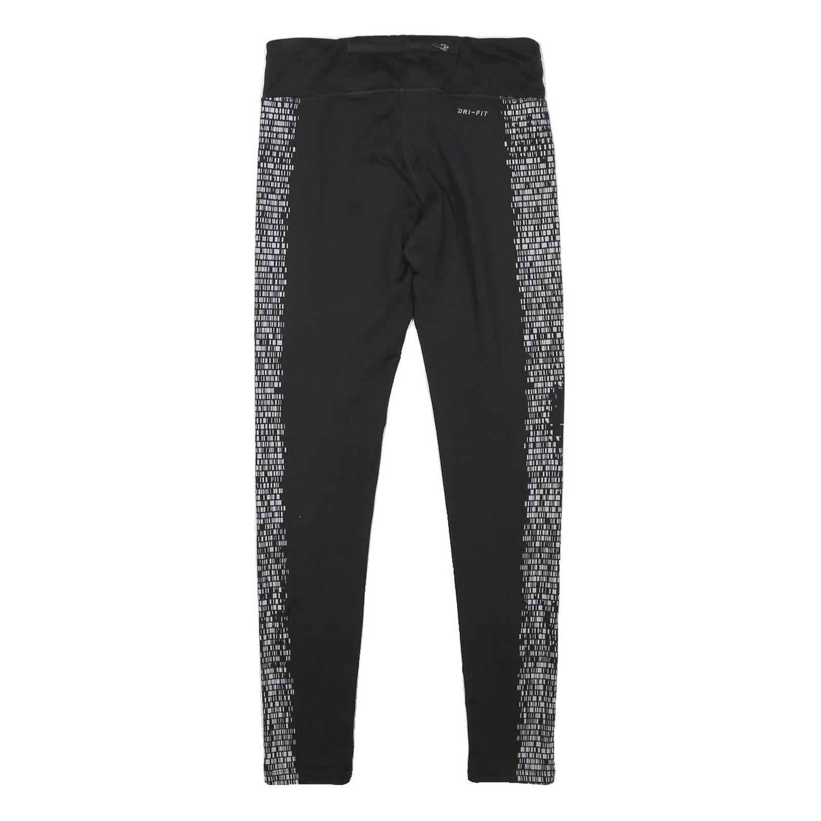 NIKE Womens Joggers Black & White XS W26 L27 Slim Tapered Printed Side Panels