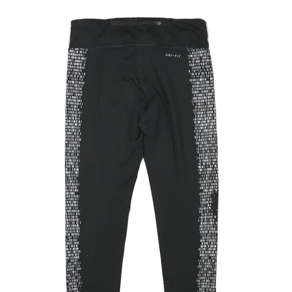 NIKE Womens Joggers Black & White XS W26 L27 Slim Tapered Printed Side Panels