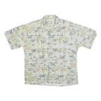 CAMPIA MODA Mens White & Beige Palm Tree Print Cotton Shirt XL Summer Casual