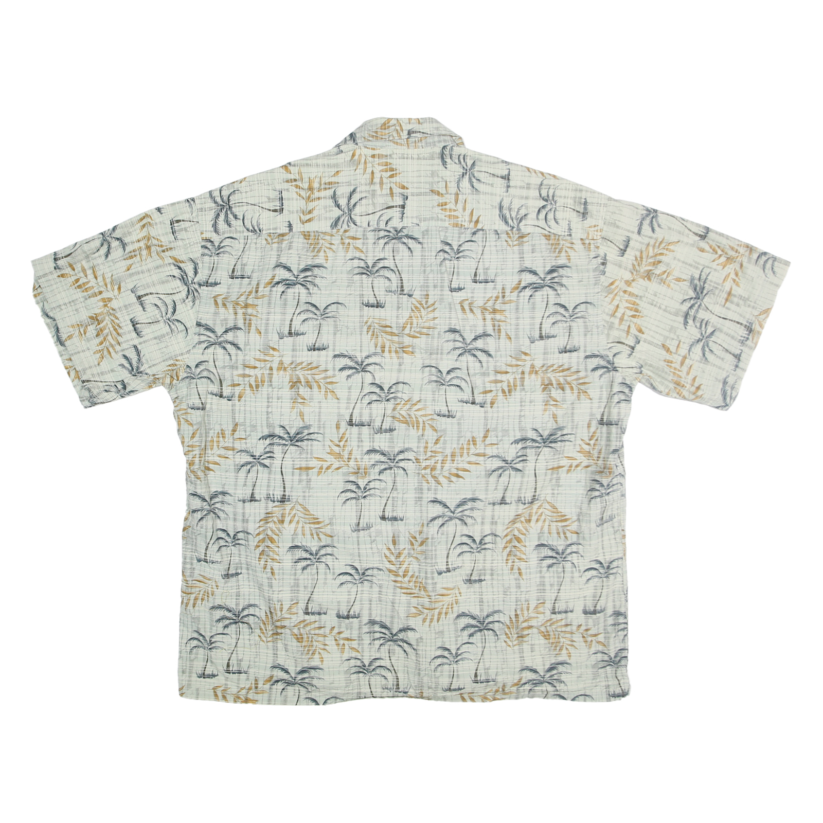 CAMPIA MODA Mens White & Beige Palm Tree Print Cotton Shirt XL Summer Casual