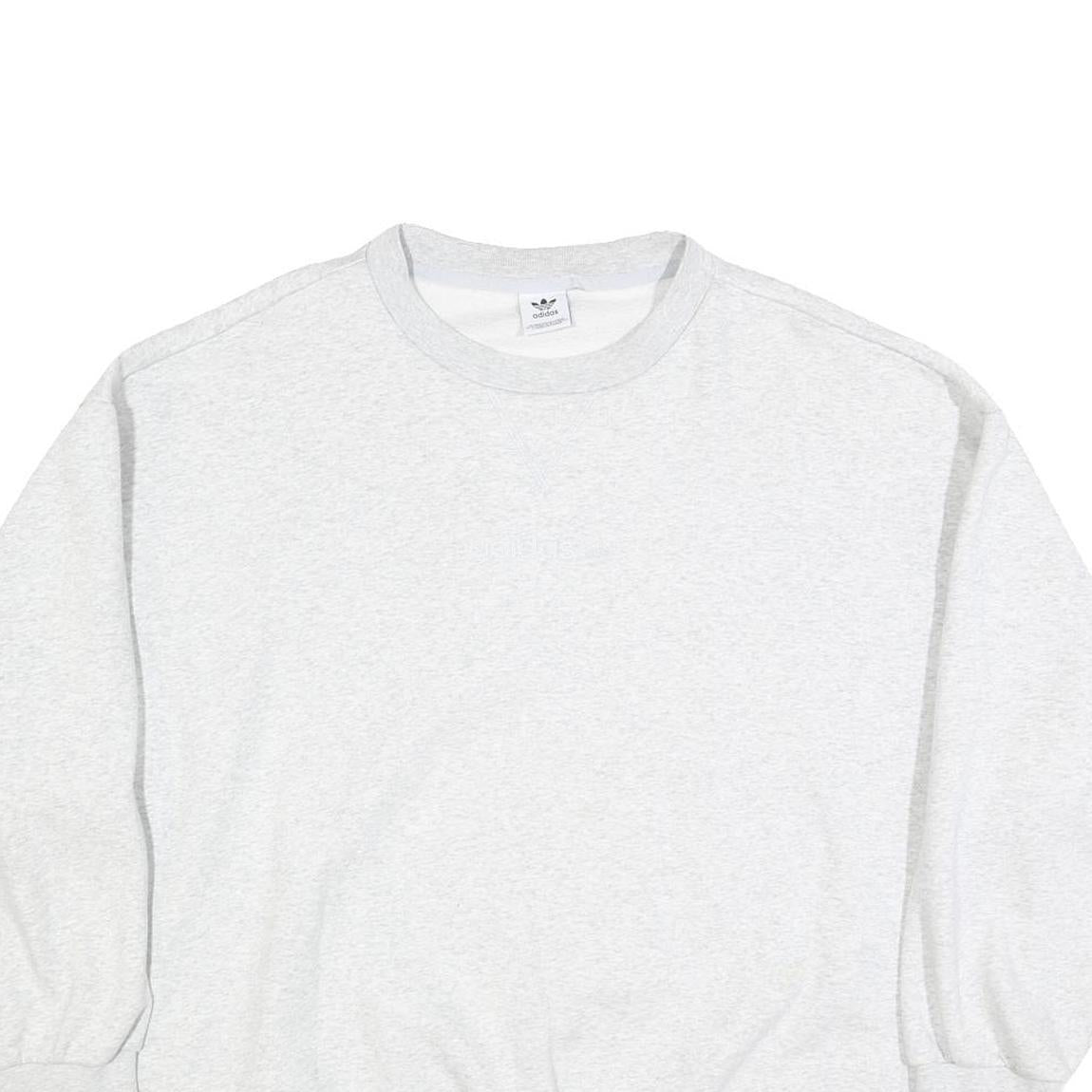 ADIDAS Womens Grey Cotton Blend Crew Neck Sweatshirt XL Casual Pullover