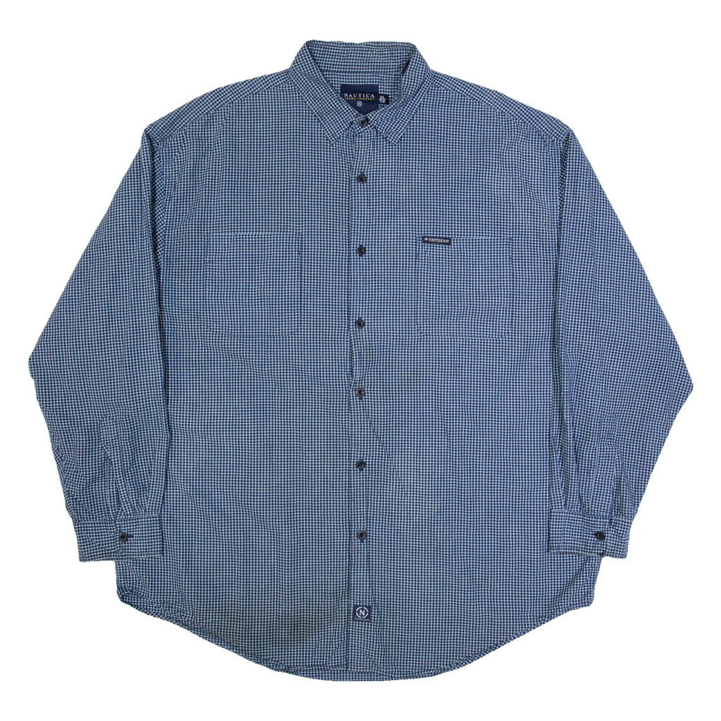 NAUTICA Mens Shirt Blue Check Long Sleeve XL
