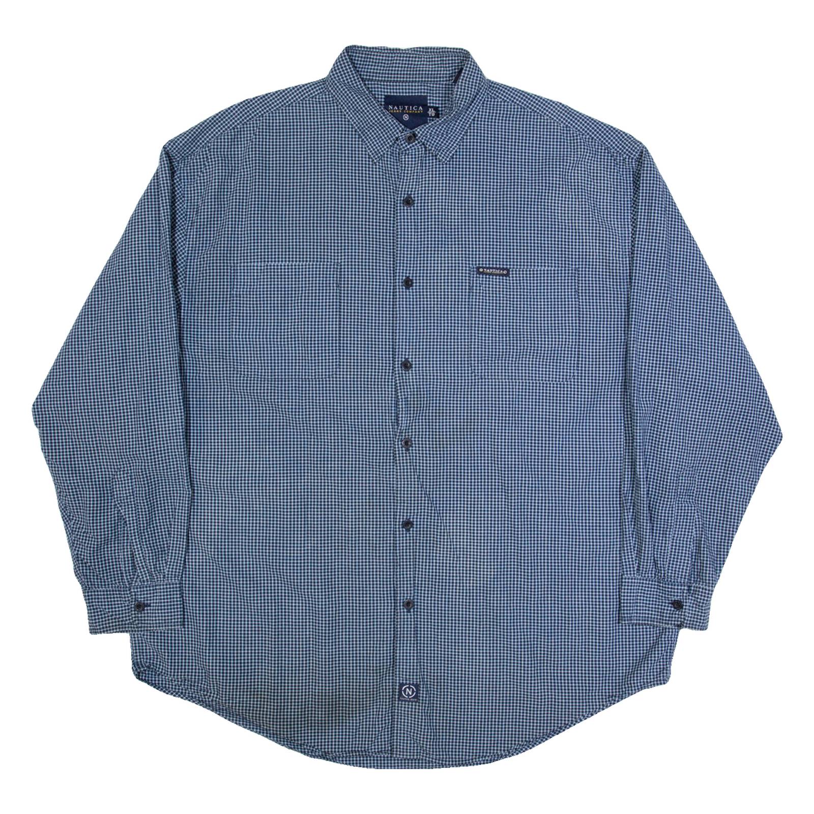 NAUTICA Mens Shirt Blue Check Long Sleeve XL