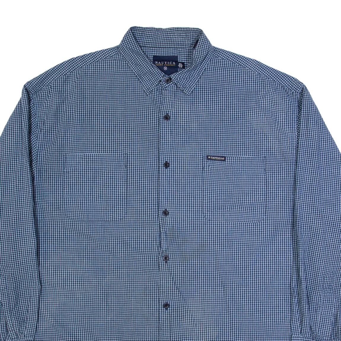 NAUTICA Mens Shirt Blue Check Long Sleeve XL
