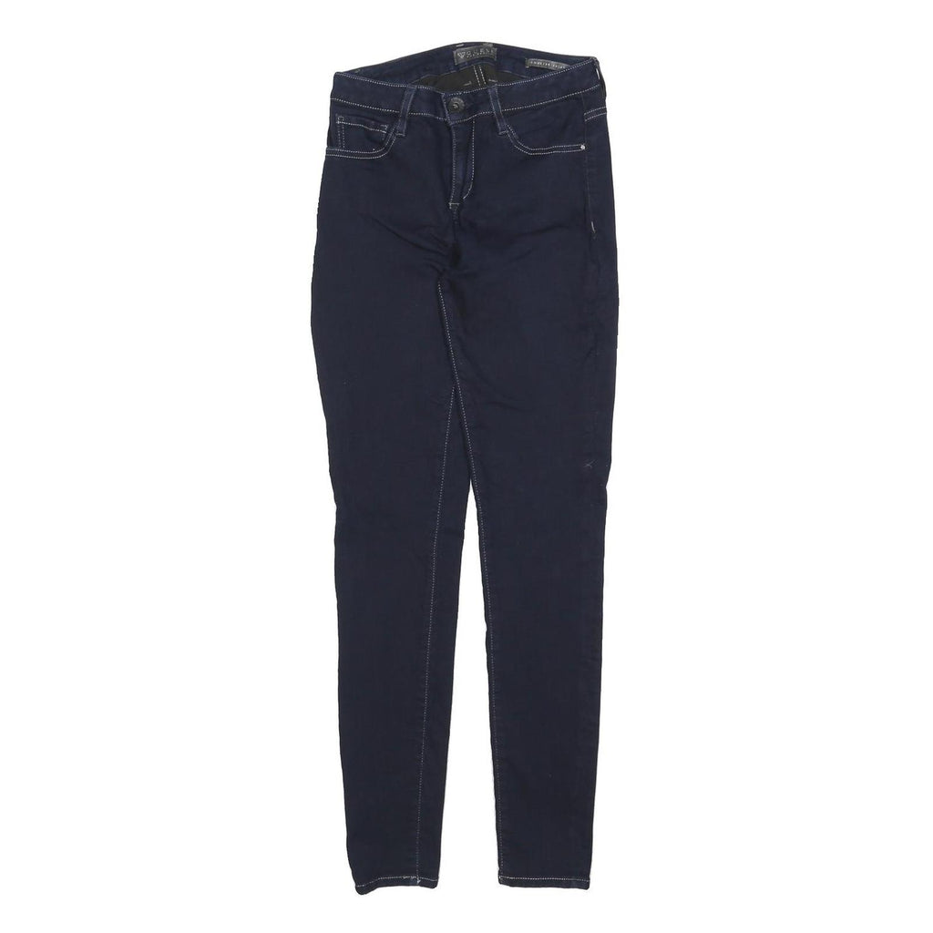 GUESS Womens Jeans Navy Cotton Blend Slim Skinny Zip W25 L28 Stylish Casual