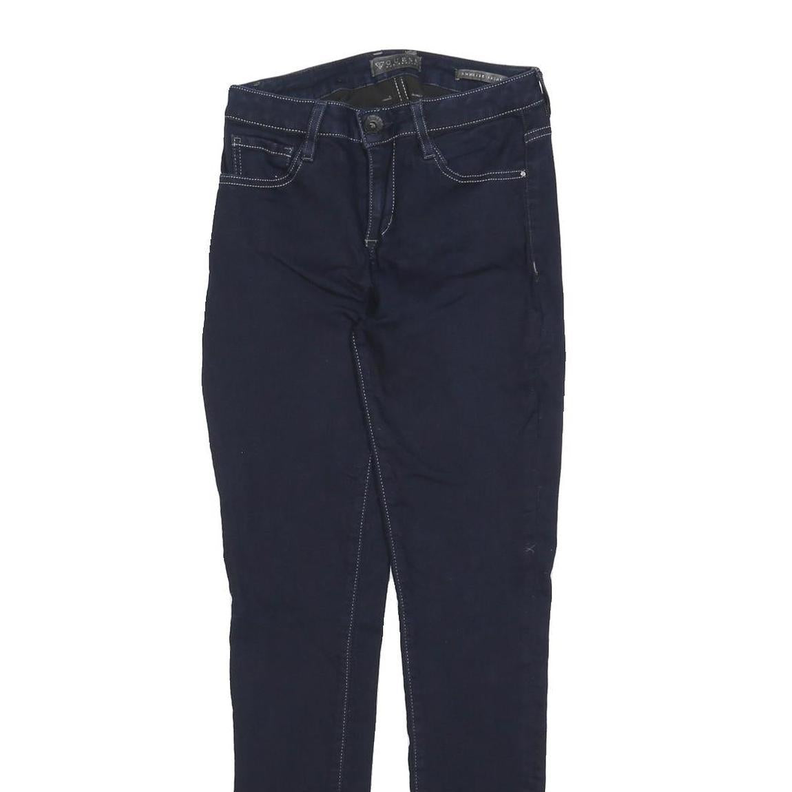 GUESS Womens Jeans Navy Cotton Blend Slim Skinny Zip W25 L28 Stylish Casual