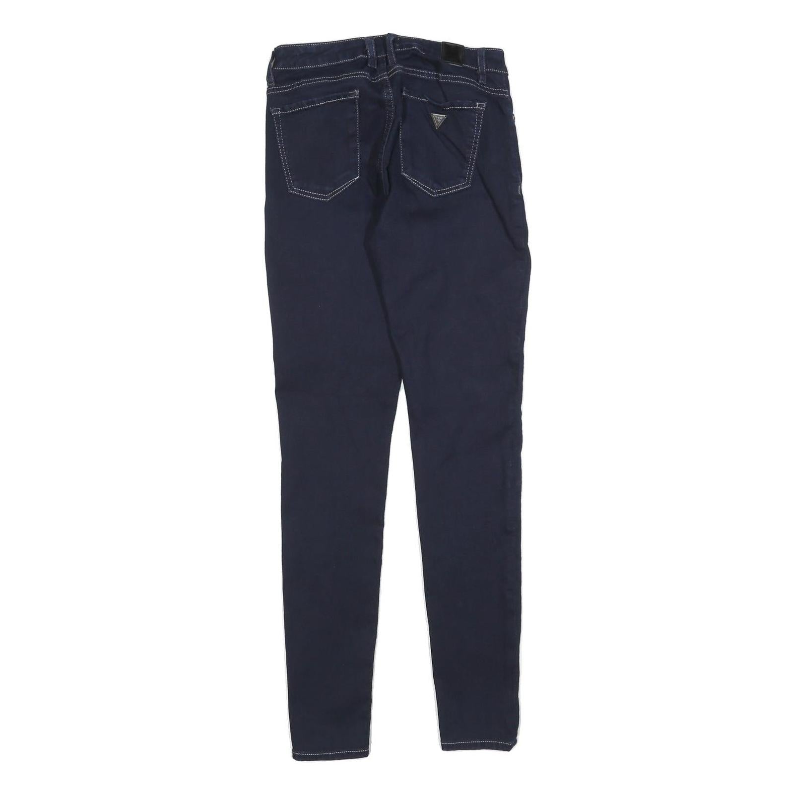 GUESS Womens Jeans Navy Cotton Blend Slim Skinny Zip W25 L28 Stylish Casual