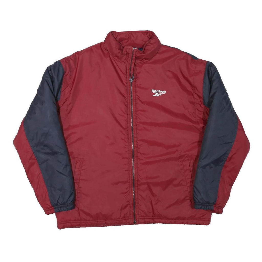 REEBOK Mens Maroon & Navy Zip Jacket XL Polyester Blend Plain Sportswear