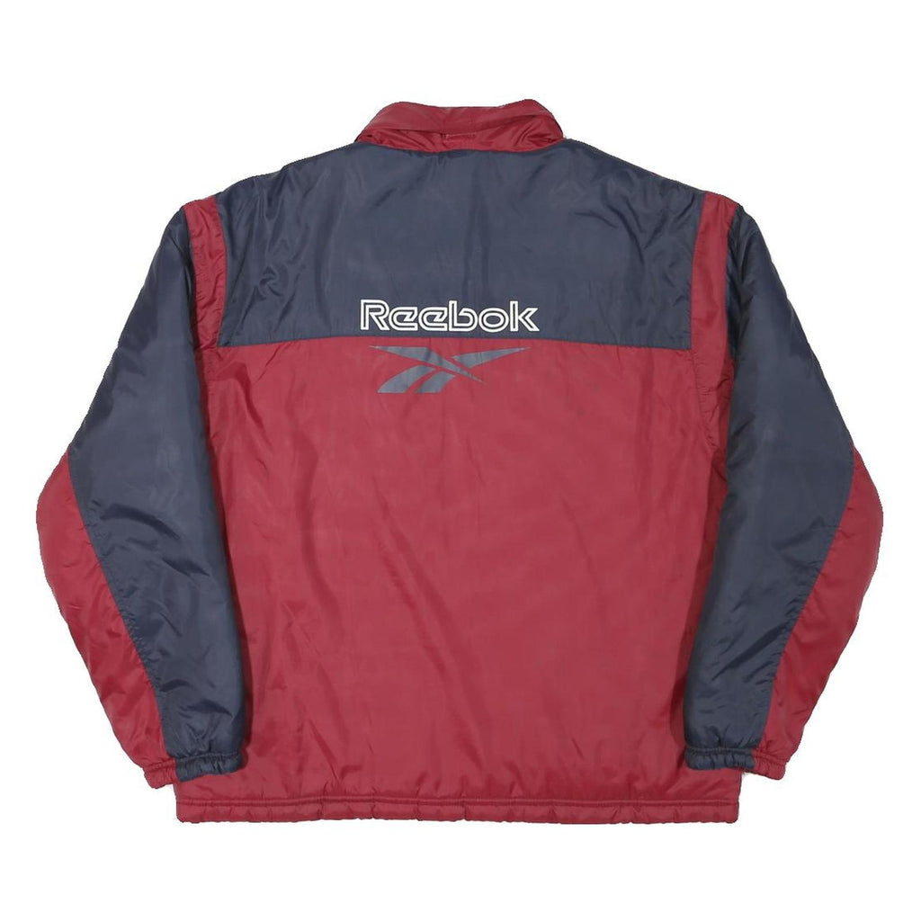 REEBOK Mens Maroon & Navy Zip Jacket XL Polyester Blend Plain Sportswear
