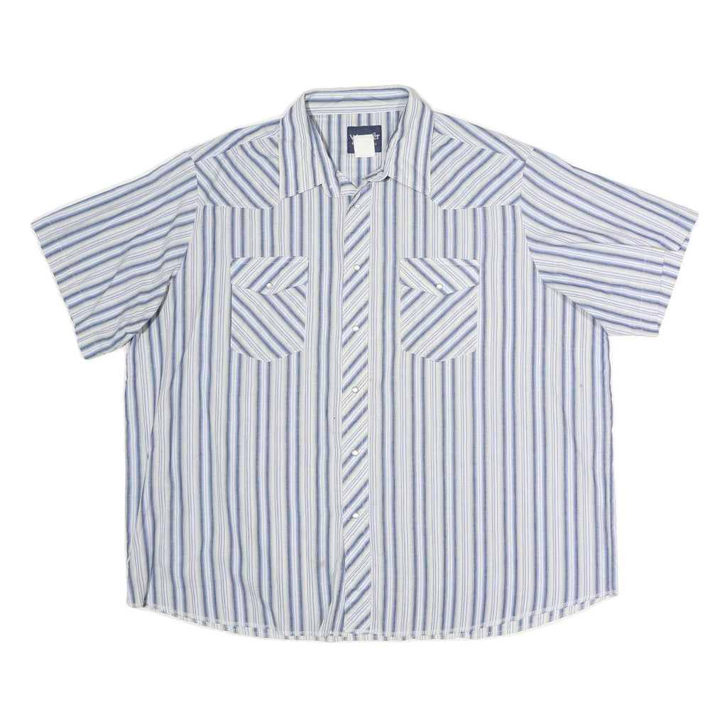 WRANGLER Mens Blue & White Striped Shirt 2XL Cotton Short Sleeve Casual