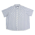 WRANGLER Mens Blue & White Striped Shirt 2XL Cotton Short Sleeve Casual