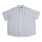 WRANGLER Mens Blue & White Striped Shirt 2XL Cotton Short Sleeve Casual
