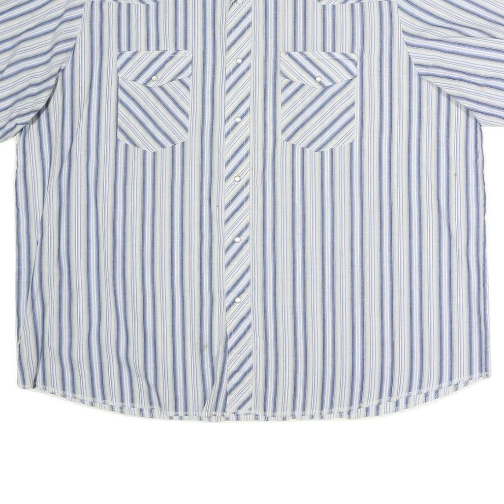 WRANGLER Mens Blue & White Striped Shirt 2XL Cotton Short Sleeve Casual