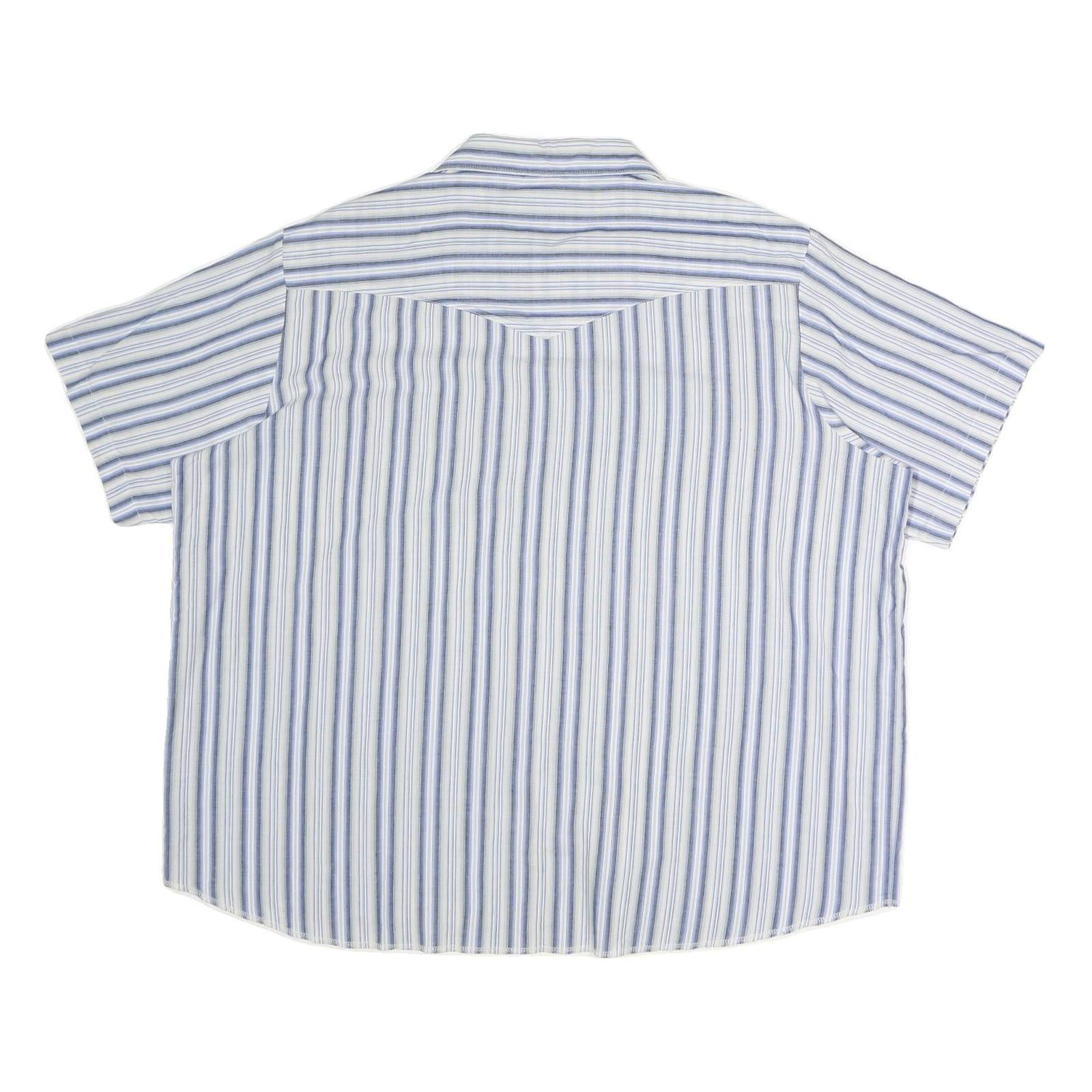 WRANGLER Mens Blue & White Striped Shirt 2XL Cotton Short Sleeve Casual