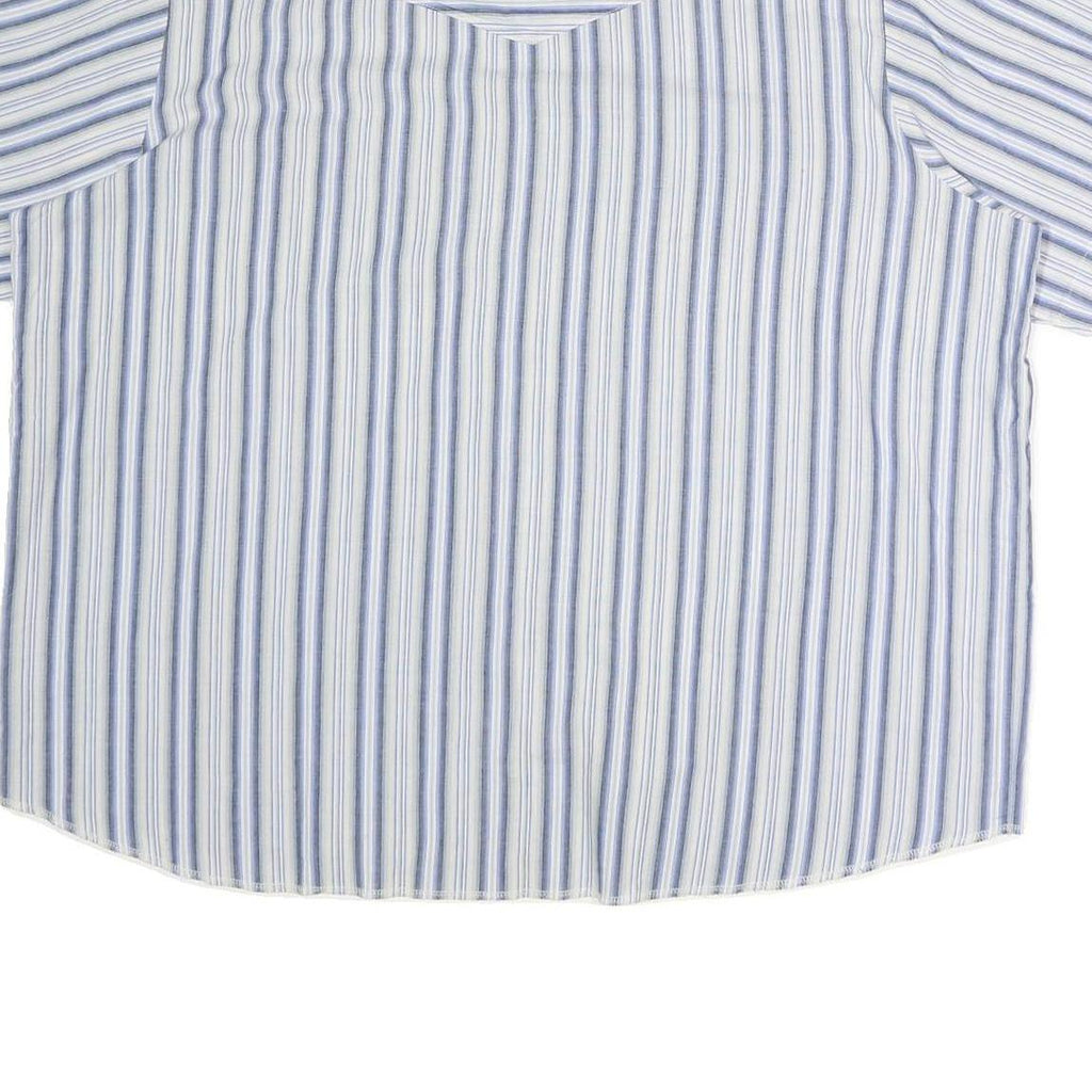 WRANGLER Mens Blue & White Striped Shirt 2XL Cotton Short Sleeve Casual