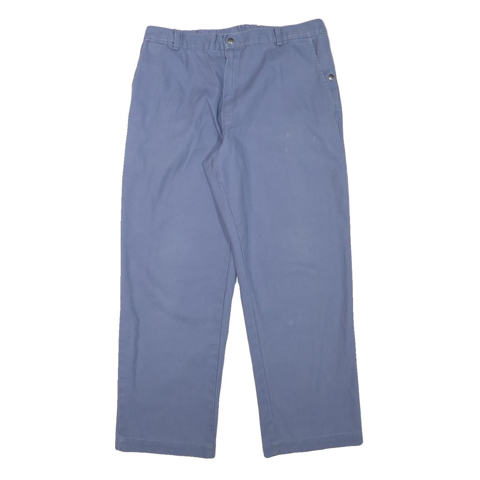 KLOPMAN Mens Cotton Blend Blue Relaxed Straight Trousers W32 L28 Workwear