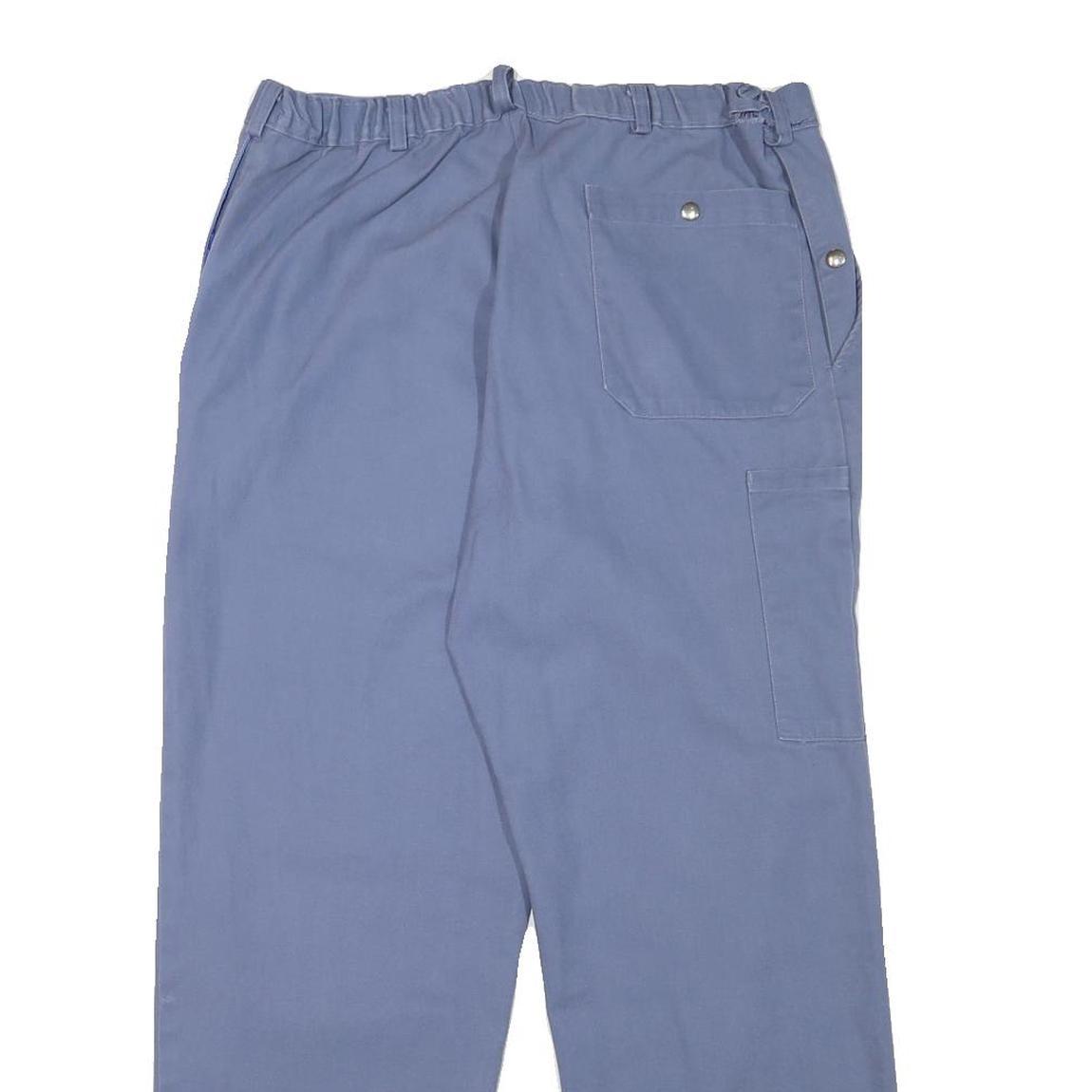 KLOPMAN Mens Cotton Blend Blue Relaxed Straight Trousers W32 L28 Workwear