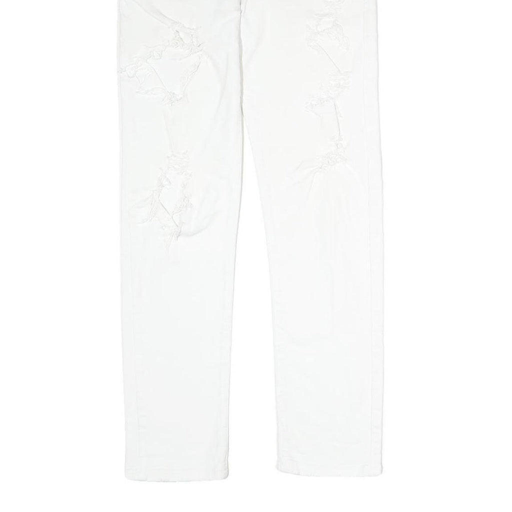 NXS Womens Slim White Denim Jeans W30 L28 Distressed Cotton Blend Zip