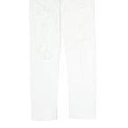NXS Womens Slim White Denim Jeans W30 L28 Distressed Cotton Blend Zip