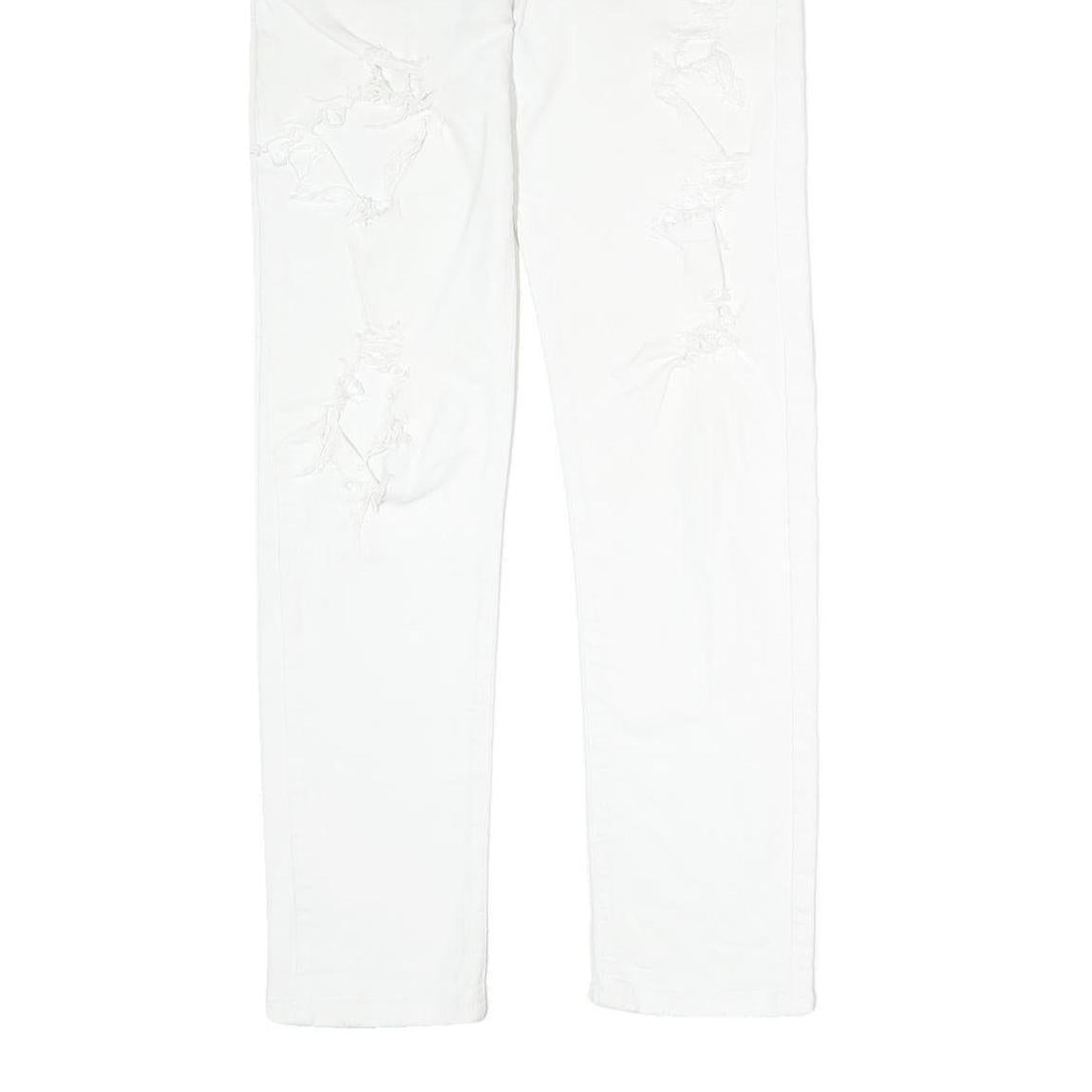 NXS Womens Slim White Denim Jeans W30 L28 Distressed Cotton Blend Zip