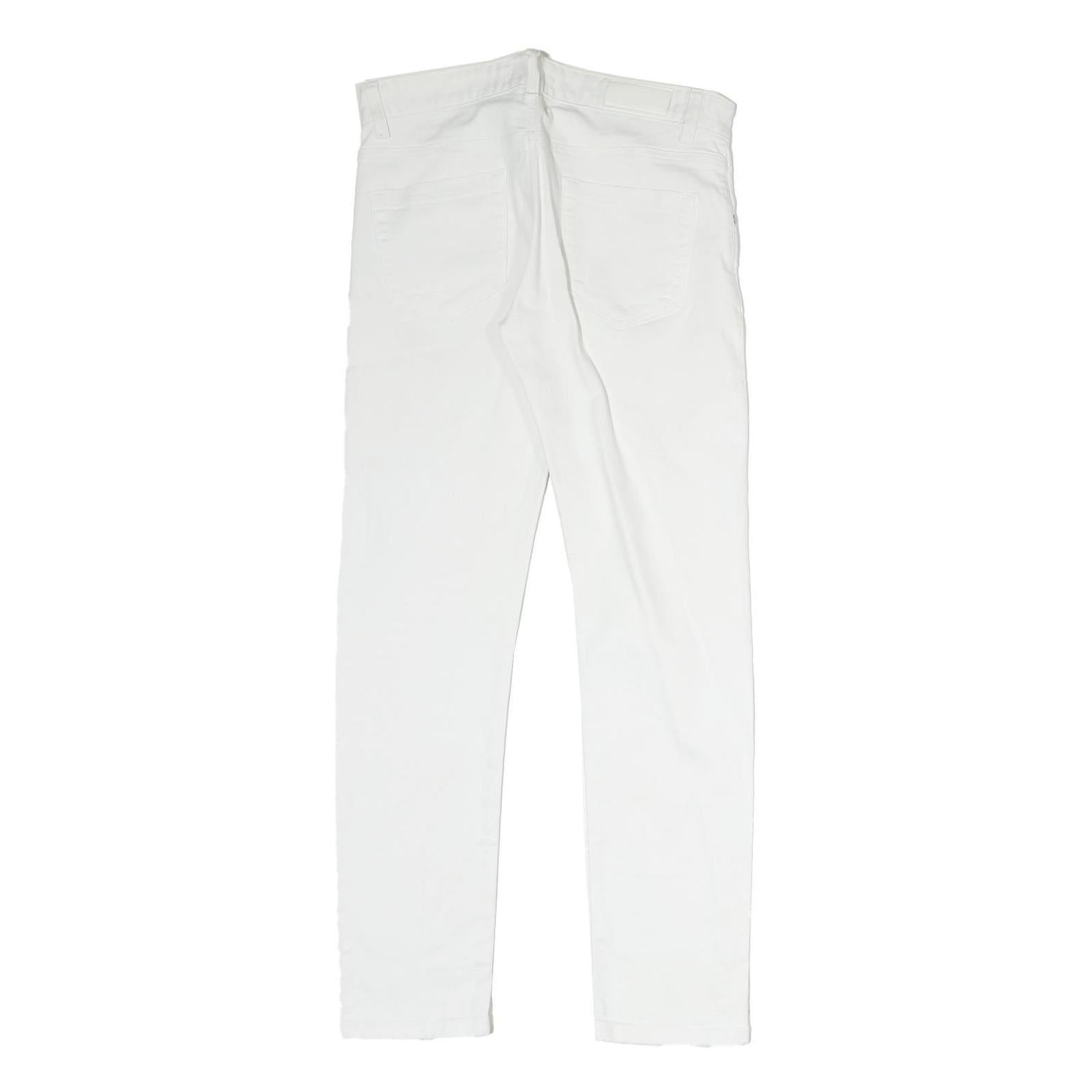 NXS Womens Slim White Denim Jeans W30 L28 Distressed Cotton Blend Zip